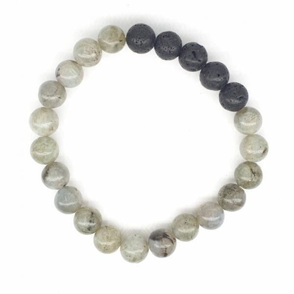 8mm Armband zonder Cadeaudoos - Labradoriet en Lavasteen