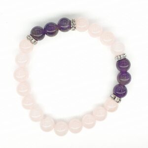 8mm Armband zonder Cadeaudoos - Rozenkwarts en Diamant