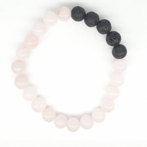 8mm Armband zonder Cadeaudoos - Rozenkwarts en Lavasteen