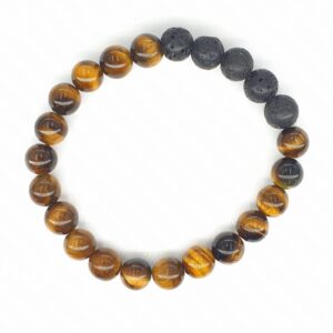 8mm Armband zonder Cadeaudoos - Tijgeroog en Lavasteen