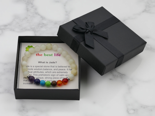 8mm 7 Chakra Armband met Cadeaudoos - Jade