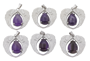 Amethist Hanger met Engelenvleugels (Set van 6 Stuks)