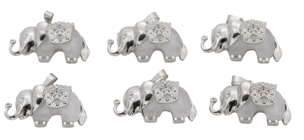 Bergkristal Olifant Edelsteen Hangers (Set van 6 Stuks)