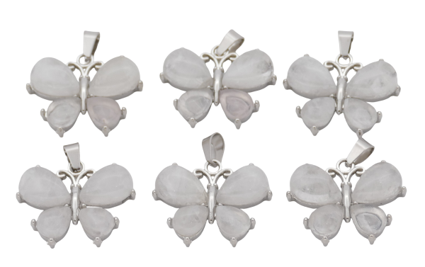 Bergkristal Vlinder Edelsteen Hangers (Set van 6 Stuks)