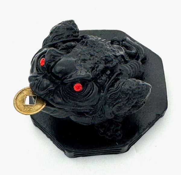 Feng Shui Kikker met Geluksmunt - Zwart