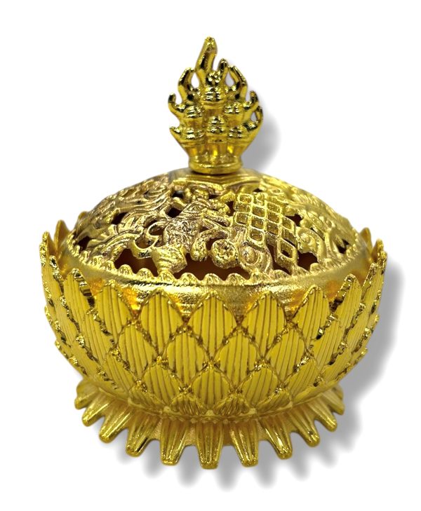 Grote Gouden Messing Tibetaanse Lotus - Wierookbrander (korrel)