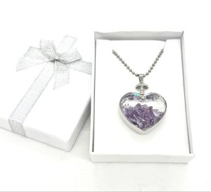 Hartvormige Amethist Hanger Ketting met Geschenkdoos