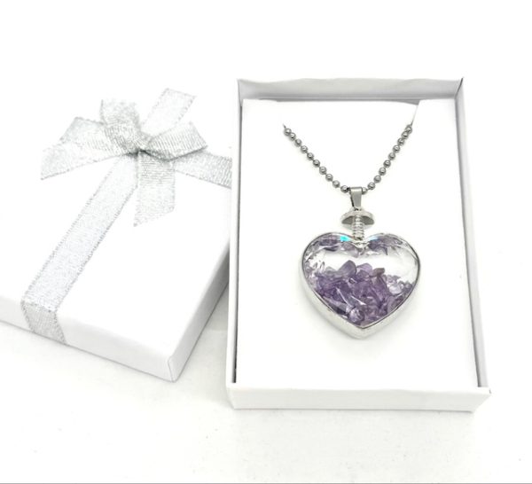 Hartvormige Amethist Hanger Ketting met Geschenkdoos