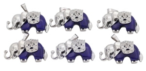 Lapis Lazuli Olifant Edelsteen Hangers (Set van 6 Stuks)