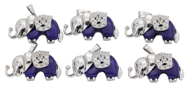 Lapis Lazuli Olifant Edelsteen Hangers (Set van 6 Stuks)
