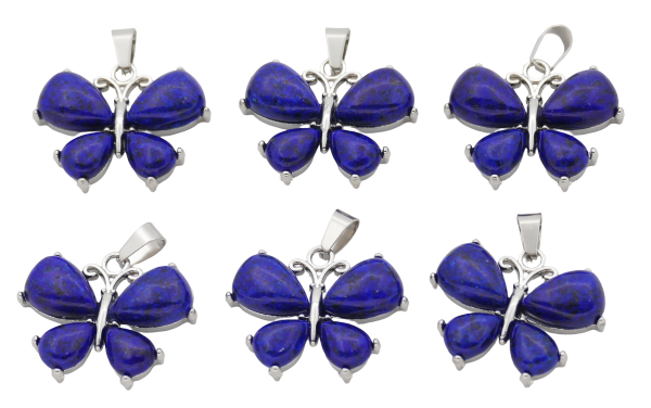 Lapis Lazuli Vlinder Edelsteen Hangers (Set van 6 Stuks)