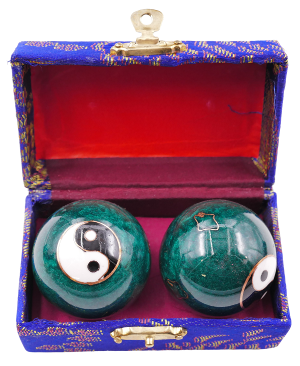 Meridiaankogels Groen met dubbel Yin Yang - 3.5 cm
