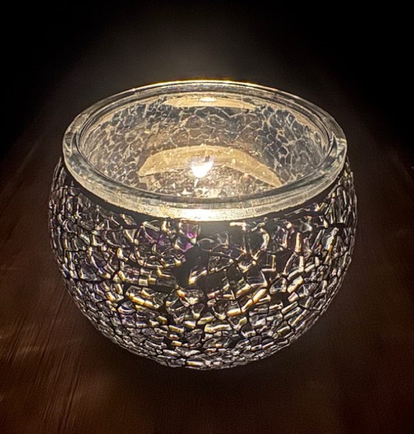 Mozaïek Glazen Theelichthouders - Paars Zilver