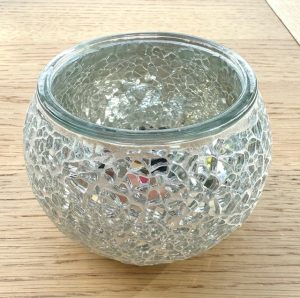 Mozaïek Glazen Theelichthouders - Zilver Grijs