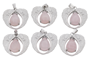 Rozenkwarts Hanger met Engelenvleugels (Set van 6 Stuks)