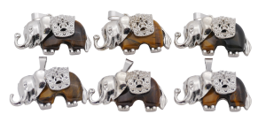 Tijgeroog Olifant Edelsteen Hangers (Set van 6 Stuks)