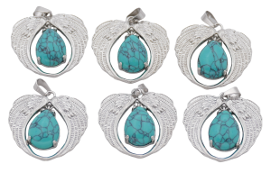 Turkoois Hanger met Engelenvleugels (Set van 6 Stuks)