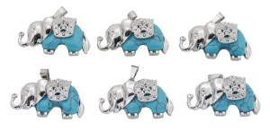 Turkoois Olifant Edelsteen Hangers (Set van 6 Stuks)