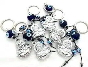 Blauwe Boze Oog Sleutelhanger met Boeddha II Set van 6