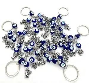 Blauwe Boze Oog Sleutelhanger met Engelen Set van 6