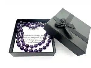 Groothandel – 8 mm Amethyst Kralenketting (met doosje)