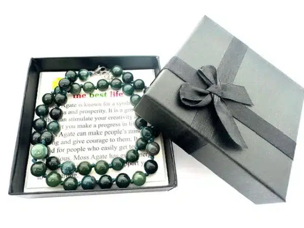 Groothandel – 8 mm Mosagaat Kralenketting (met doosje)