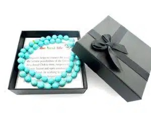 Groothandel – 8 mm Turkoois Kralenketting (met doosje)