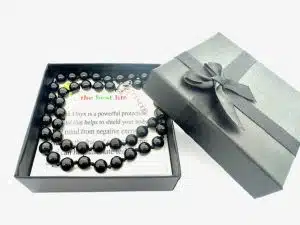 Groothandel – 8 mm Zwarte Onyx Kralenketting (met doosje)