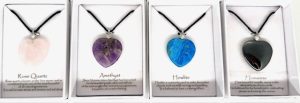 Hartvormige Ketting met Gemengde Edelstenen en Diamanten, set van 4 stuks