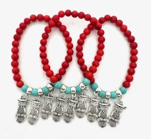 Rode Koraalkralen met Armband en 3 Uilenbedels