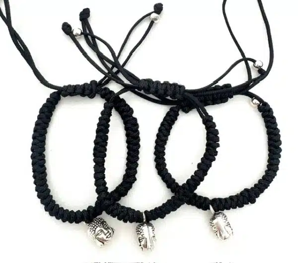Verstelbare Happy Buddha Armbanden II - Zwart 12 stuks