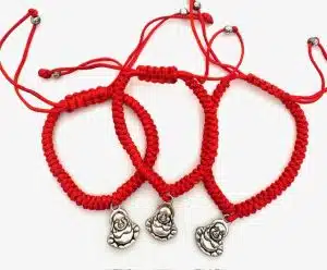 Verstelbare Happy Buddha Armbanden - Rood, 12 stuks
