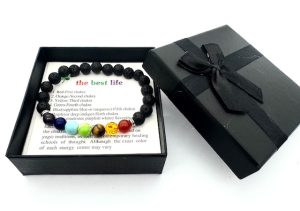 8mm 7 Chakra Armband met Cadeaudoos - Lavasteen