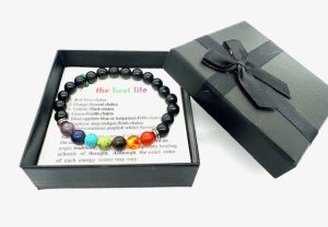 8mm 7 Chakra Armband met Cadeaudoos - Onyx