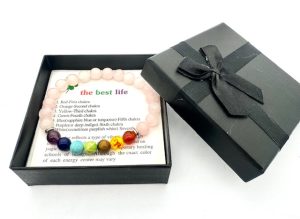 8mm 7 Chakra Armband met Cadeaudoos - Rozenkwarts