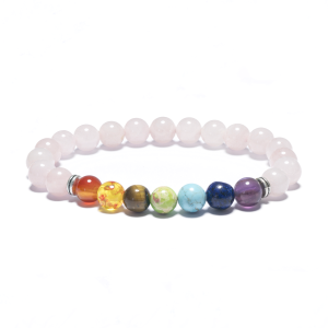 8mm 7 Chakra Armband zonder Doos - Rozenkwarts