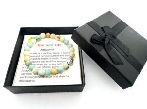 8mm Boeddha Amazoniet Armband – Inclusief Cadeaubox