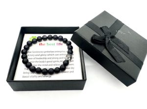 8mm Boeddha Blauwe Zandsteen Armband – Inclusief Cadeaubox