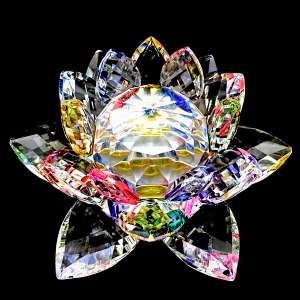 Gemengde Kleur Kristal Lotus Ornament op Standaard (Extra Groot)
