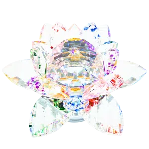 Gemengde Kleur Kristal Lotus Ornament op Standaard (Extra Groot)