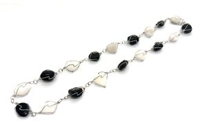 Groothandel Gepolijste Edelsteen Ketting Draadgewikkeld - Onyx & Milky Quartz