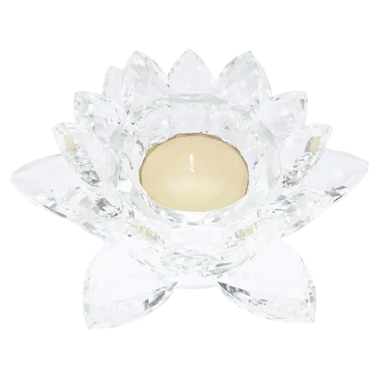 Kristal Groothandel - Theelichtje in Kristal Lotus 15 cm