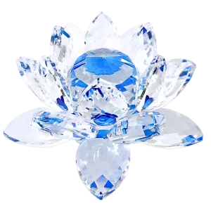 Kristal Lotus Bloem Ornament Blauw