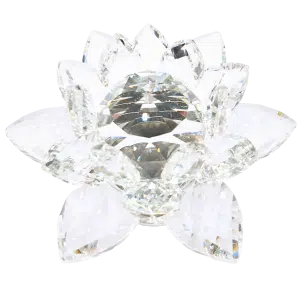 Kristal Lotus Bloem Ornament op Standaard (Extra Groot)