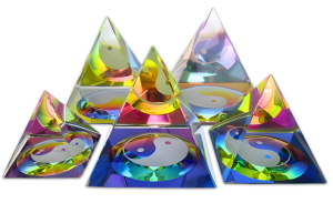 Kristal Piramide Yin Yang Kleur 6 x 6