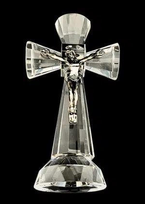Kristallen kruis met Jezus – 13,5 cm