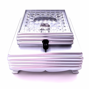 Zilverkleurige lichtvoet voor kristallen – 8 cm