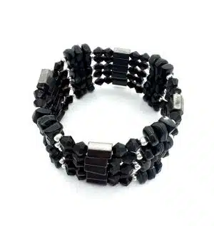 Onyx Magnetisch Wikkelarmband met Zwarte Kralen