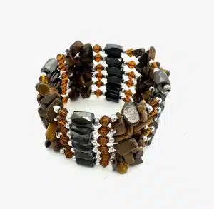 Tijgeroog Magnetisch Wikkelarmband met Kralen