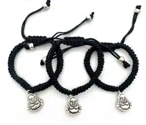 Verstelbare Happy Buddha Armband - Zwart 12 stuks